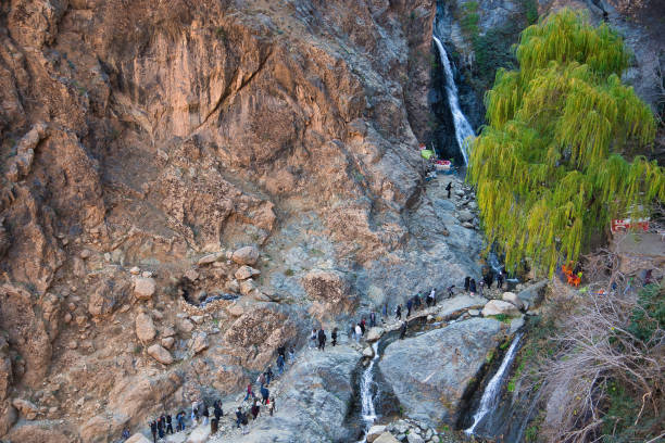 Waterfall at Setti-Fatma lso knows as Sti Fadma, Ourika River, Ourika Valley, Atlas Mountains, Morocco