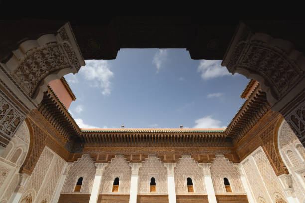Detail of The Ben Youssef Medersa is an Islamic college in Marrakesh, Morocco, it is the largest Medrasa in Morocco.